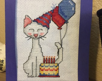 Birthday Cat Cross Stitch