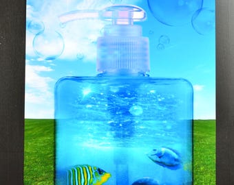 FRUTIGER AERO Poster Art Print, Underwater Soap Bottle, Y2K 2000s Aesthetic NEW
