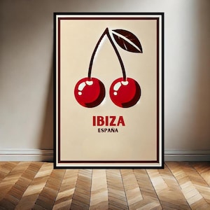 Póster de Ibiza, impresión de viaje a Ibiza, impresión de viaje minimalista, póster de moda, idea de regalo, impresión digital de pared A2, decoración de pared