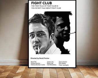 Fight Club Brad Pitt Edward Norton Poster – Movie Poster Print for Cinema Rooms, Wall Art, Home Decor – Digital Print A2, Vintage poster