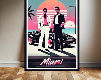 Miami Vice Miami Travel Print Wall Art Miami Wall Hanging Home Décor Miami Gift Art Lovers Florida Art Lover Gift Florida Print Retro