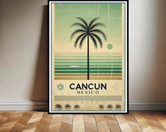 Cancun Poster, Cancun Travel Print, Minimalist Travel Print, Fashion Poster, Travel Gift Idea, A2 Digital Wall Print, Wall Decor, Mexico art