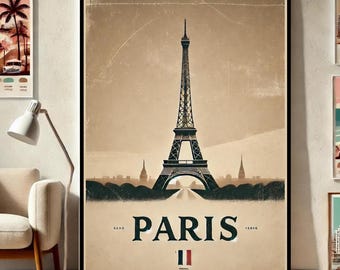 Paris traditional travel print - France, Eiffel Tower, Paris poster, Eiffel tower print, Paris Travel Print, Minimalist Print, Gift Idea