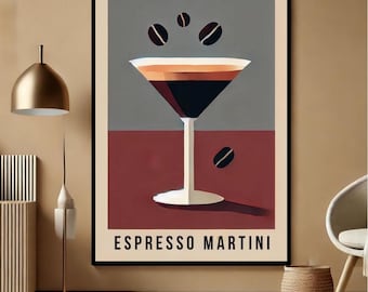 Espresso Martini Cocktail Print - Bar Cart Decor - Cocktail Wall Art - Digital Download - Printable Wall Art - Housewarming Gift