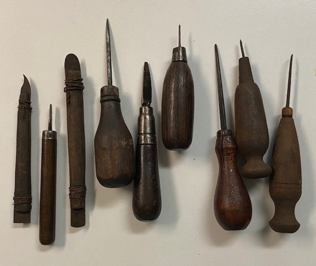Vintage Leather Working Tools, Set of 9 Tools, Leatherwork, Vintage