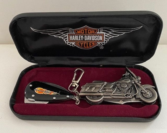 Vintage Harley Davidson Knife Set in Case Two Knives Keychain Etsy