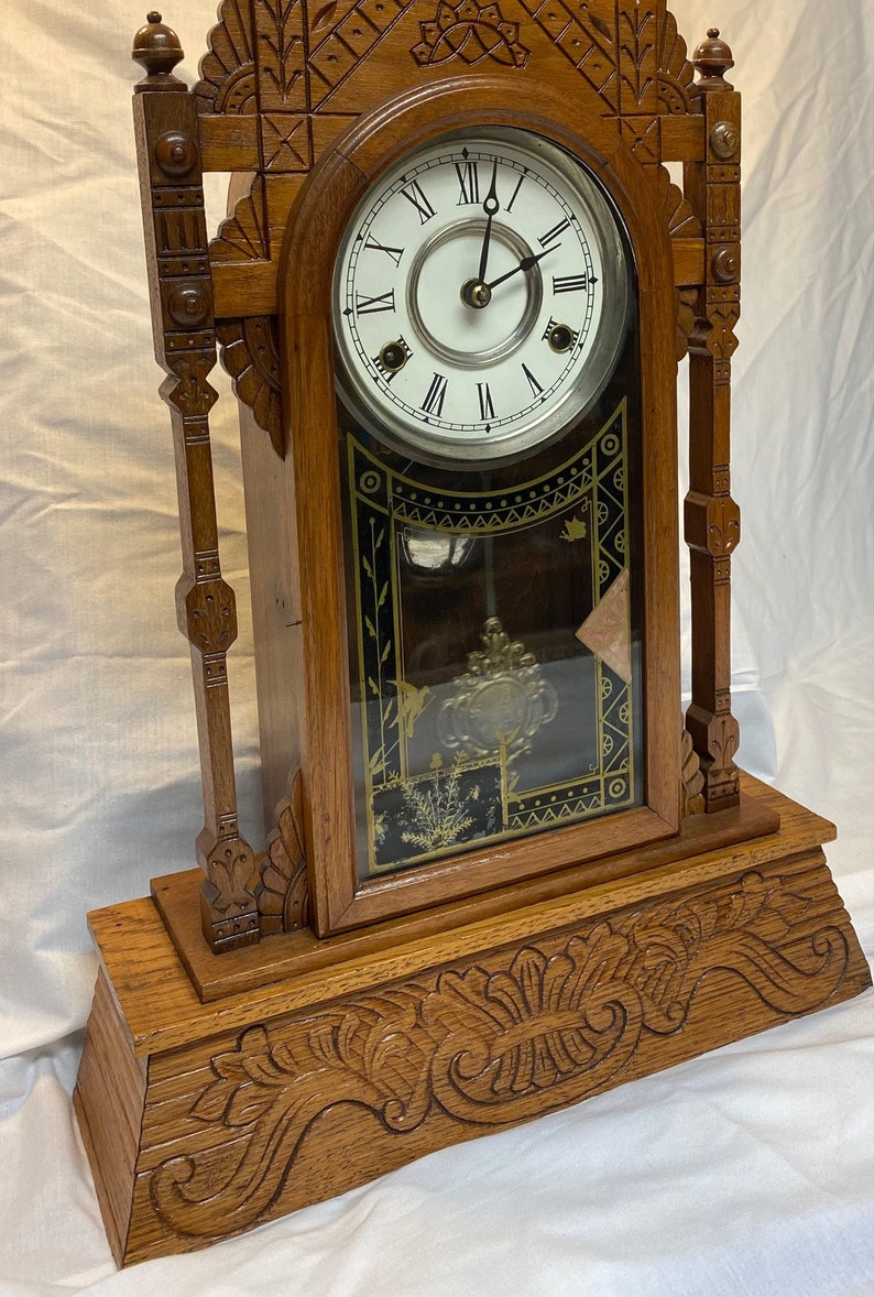 Antique New Haven Clock Company 8 Day Clock Oak Mantle or Wall Etsy