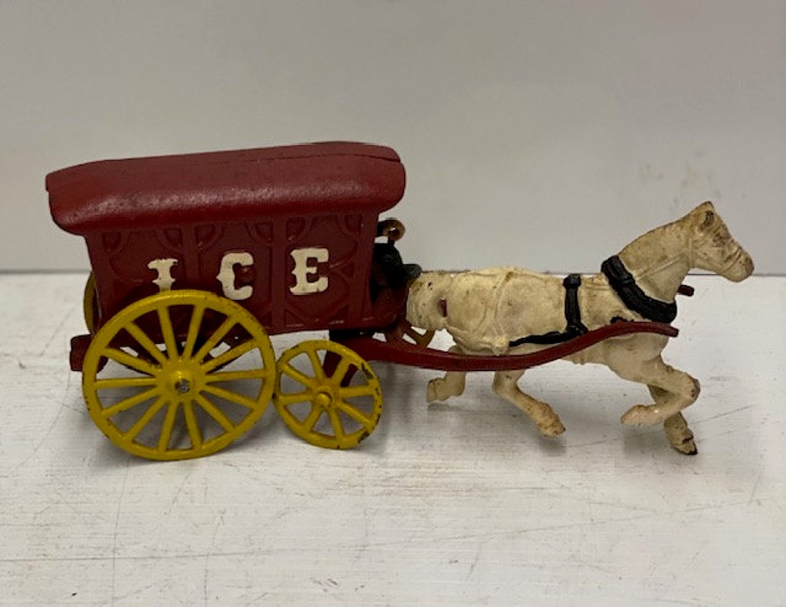 Vintage Cast Iron Horse Drawn Ice Carriage / Cart / Wagon Etsy