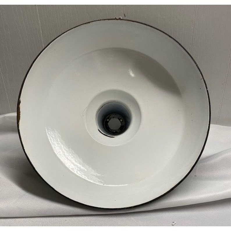 Vintage Green Metal Lamp Shade Light Gas Station Barn Round Enameled