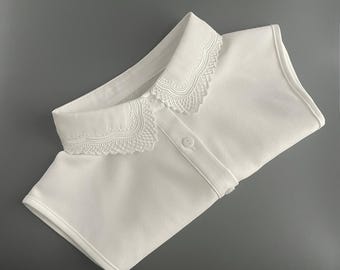 Detachable Finely Embroidered Organza Collar | Chic White Collar Dickey | Elegant Women's Fashion Accessory | Gift for Her