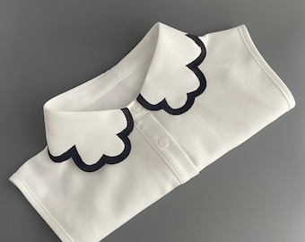 Contrast Embroidered Detachable Collar |  White Collar Dickey | Elegant Women's Fashion Accessory | Gift for Her