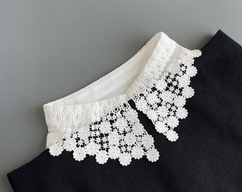 Detachable Daisy Lace Collar | White Collar Dickey | Elegant Women's Fashion Accessory | Gift for Her