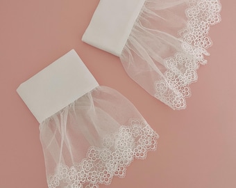 Detachable Sheer Tulle Cuffs with Lace Edge | Elegant Layering Accessory | Stylish Fashion Detail | Outfit Enhancer | Gift for Her