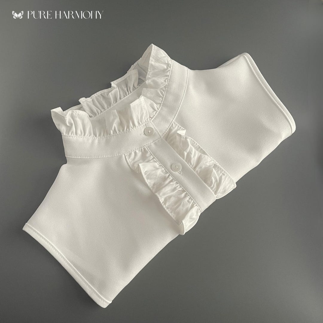 White Ruffle Collar Detachable Front Ruffle Collar | White Collar Dickey | Elegant Women's ...