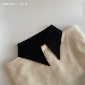 Elegante pechera negra de cuello largo y puntiagudo / Accesorio de cuello de camisa desmontable / Accesorio elegante de moda para mujer / Regalo para ella