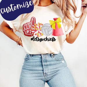 Custom Volleyball Bow School Spirit Tee, Volleyball Mom, Volleyball Grandparent, Cheer Mom, Cheerleader gift, Coquette bow Mascot,