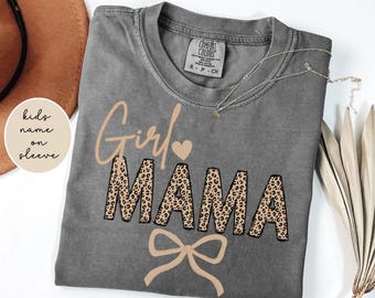 Comfort Colors® Leopard Girl Mama Shirt, Personalized Mothers Day Gift, Custom Girl Mom Gift, Mom of Girls Tee, Mama Leaopard