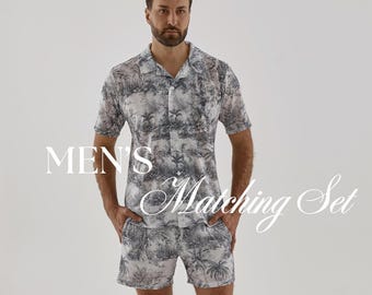 Men’s Beach Set | Matching Shirt and Shorts | Resort Vacation Outfit
