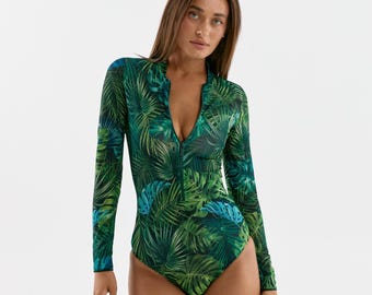 Long Sleeve One-Piece Swimsuit for Women – Tummy Control, Surf and Sport Swimwear