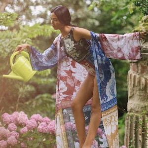 Long Sheer Mesh Kimono Cover Up with One Piece Swimsuit, Open Back Bathing Suit, Elegant Beachwear Set, Resort Vacation Outfit