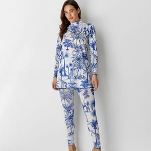 Modest Swimwear Set: UV Protection Long Sleeve Tunic and Leggings