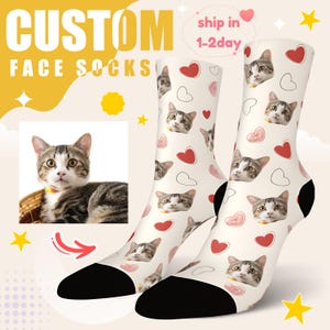 Personalized Socks with Cat Photo,Custom Cat Face Socks,Cat Photo Socks,Cat Gift Socks,Cute Cat Socks,Pet Lovers Gift,Family Gift
