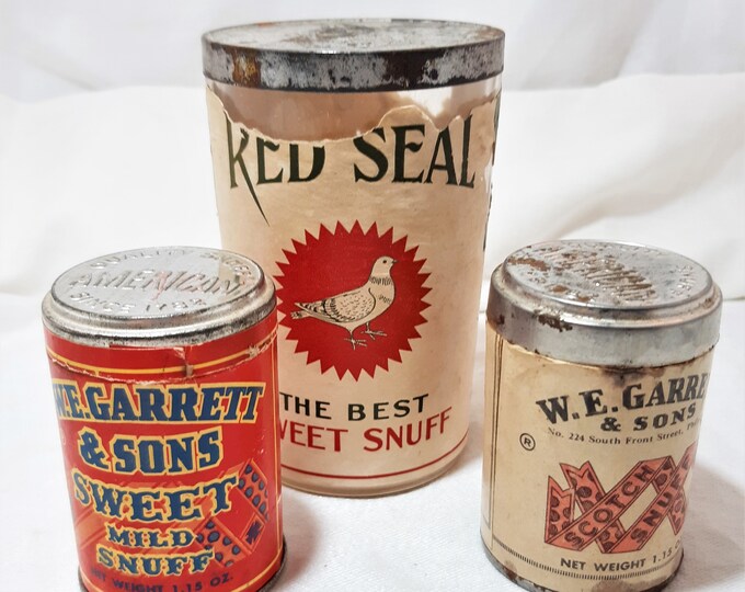 Vintage Snuff Containers. 2 Tins One Glass. WE Garrett and Etsy