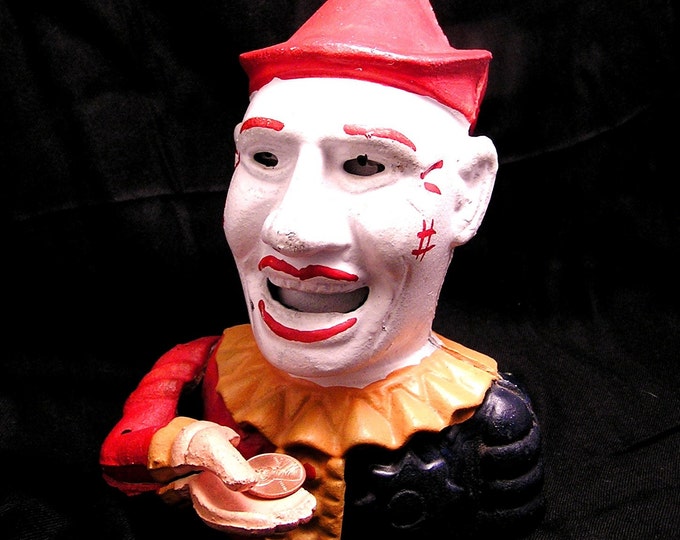 Vintage Creepy Cast Iron Coin Eating Clown Bank. Etsy