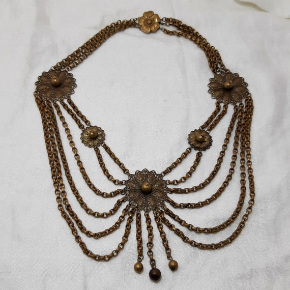 Antique Victorian Festoon Bib Necklace With Filigree | Etsy