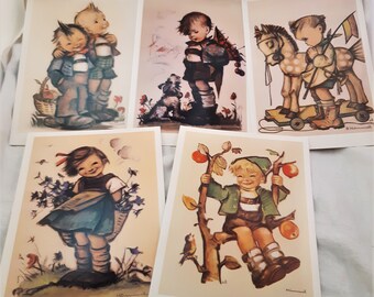 Lot of 5 Large Vintage Hummel Blank Note Cards. They Measure 8 by 5 1/2 Inches and Were Printed in West Germany. Heavy Paper, Super Cute. L3