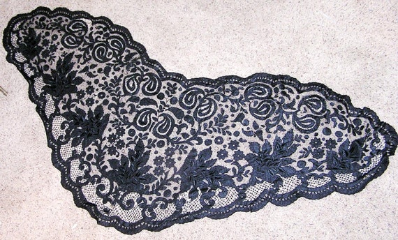 Antique Victorian Mourning Shawl or Mantilla