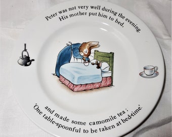 Vintage Collectible Peter Rabbit Bread and Butter Plate. Wedgewood of Etruria & Barlaston Made in England Frederick Warne CO, Beatrix Potter