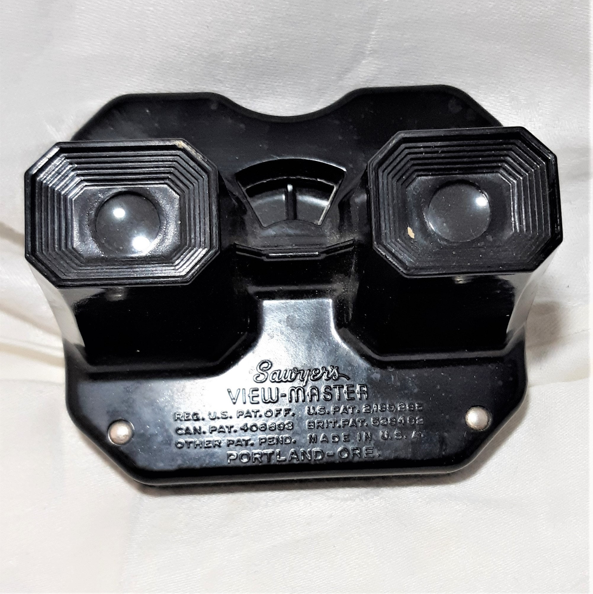Vintage Bakelite Sawyers View-master. Black Stereoscope Story Reel Viewer.  Early Viewmaster in Hard Early Plastic. Early Story-telling Toy. 
