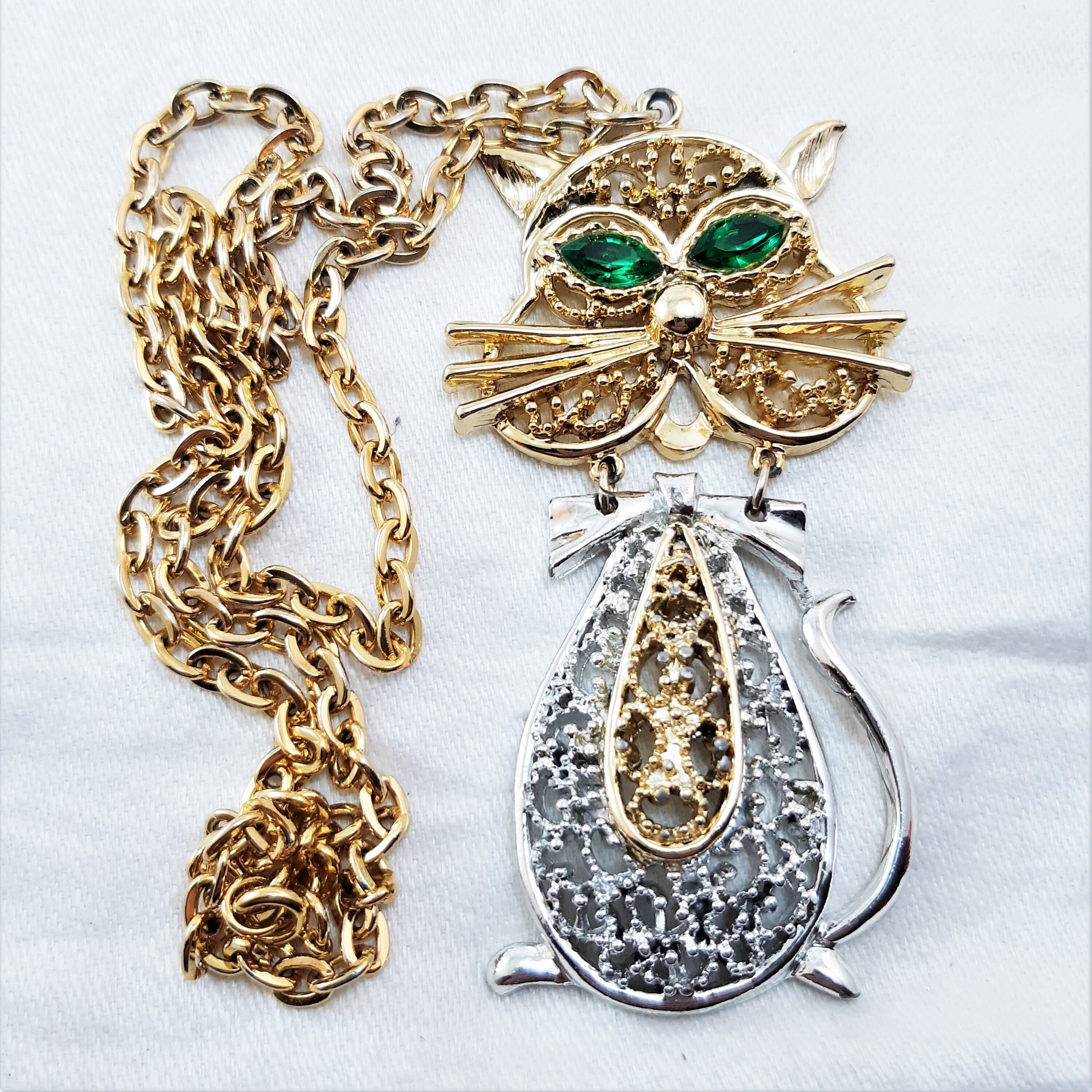 1970s Cat Pendant - Etsy