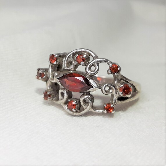 Vintage Sterling and Garnet Ring in a Size Just U… - image 1