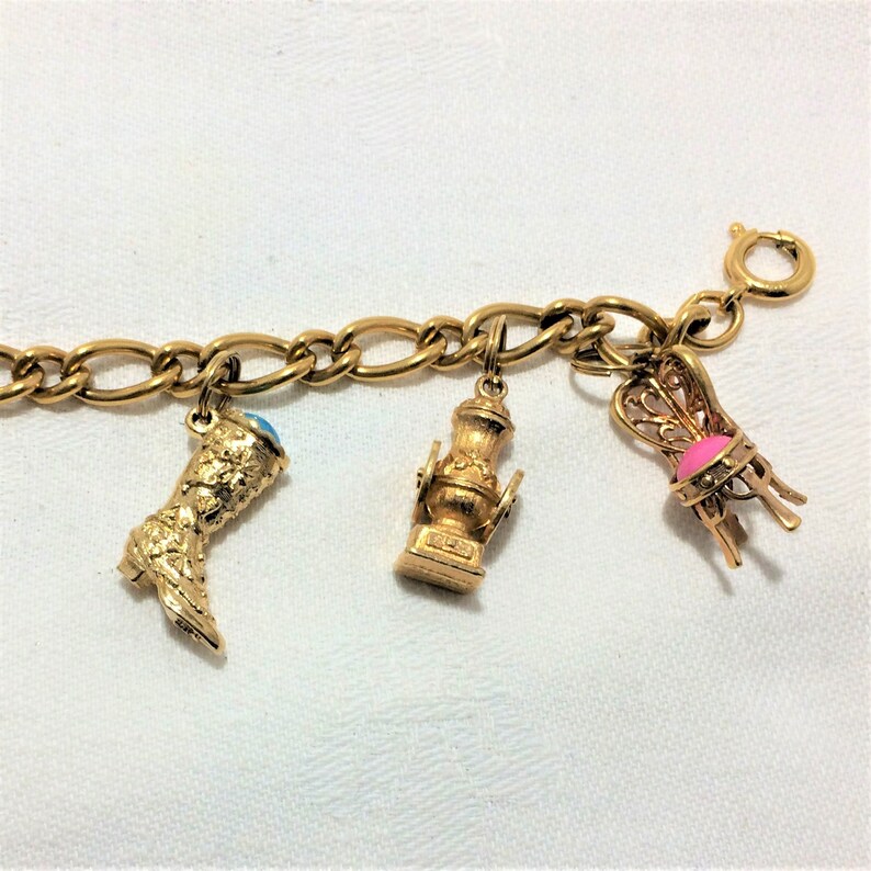 Vintage Avon Charm Bracelet with 7 Charms Including Boots | Etsy