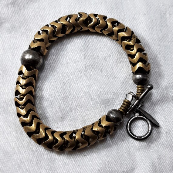 Vintage Teripelio Mixed Metal Statement Bracelet:… - image 2