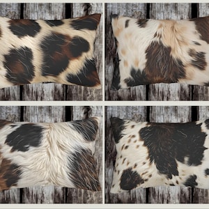 Faux Cowhide Lumbar Pillow, Faux Cowhide Pillow, Cowhide Print Pillow, Home Decor, Faux Cowhide Decor, Western Decor, Western Faux Cowhide