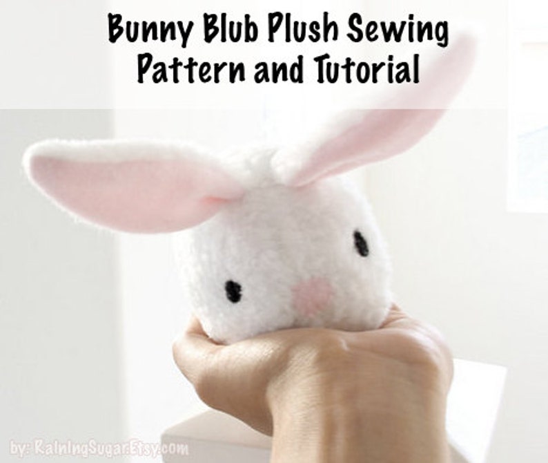 Plush Toy Sewing PATTERN and TUTORIAL, Fleece Bunny Rabbit, Easy Stuffed Rabbit Softie