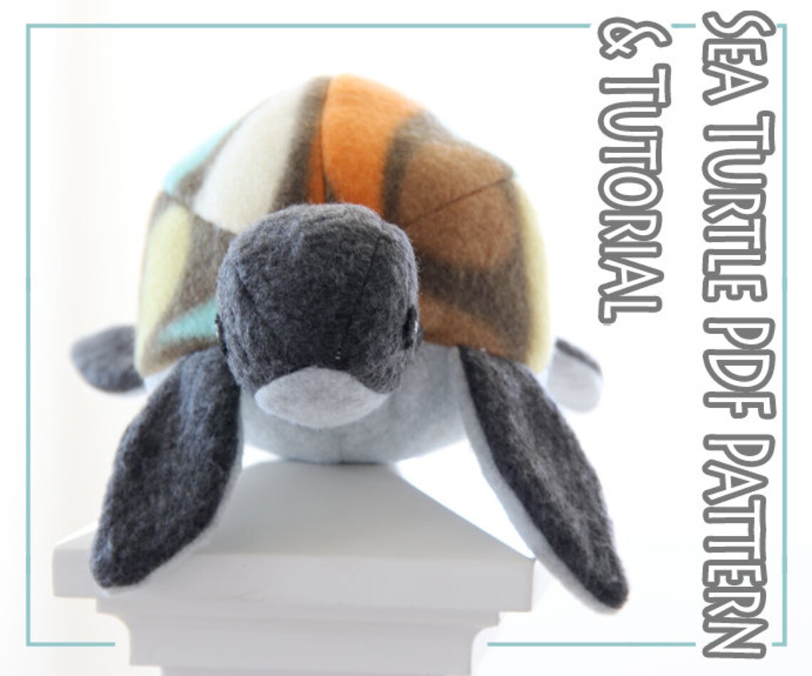 Plush Toy Sewing PATTERN and TUTORIAL Fleece Sea Turtle Easy Etsy