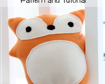 SALE* Plush toy sewing PATTERN and TUTORIAL, fleece Woodland Fox, easy stuffed fox instructions