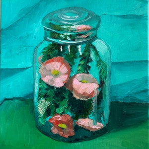 Glass Terrarium Painting Workshop | Pink Flowers Acrylic Art Tutorial | Step-by-Step Video Class | Beginner-Friendly