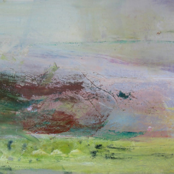 reserved. Landscape, Original mixed media painting on canvas