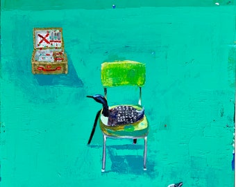 Yard Sale, Original acrylic painting on canvas, contemporary art