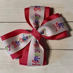 Happy Birthday Hair Bow 4.5” wide Birthday Hair Bow, Happy 1st Birthday HairBow, 1st Birthday Hair bow, birthday Bow, bright birthday bow