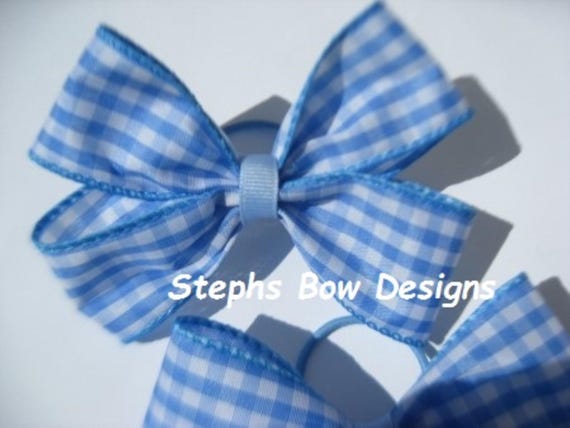 Blue White Gingham Dainty Hair Bow Headband Cute 4 Dororthy Wizard of OZ Easter