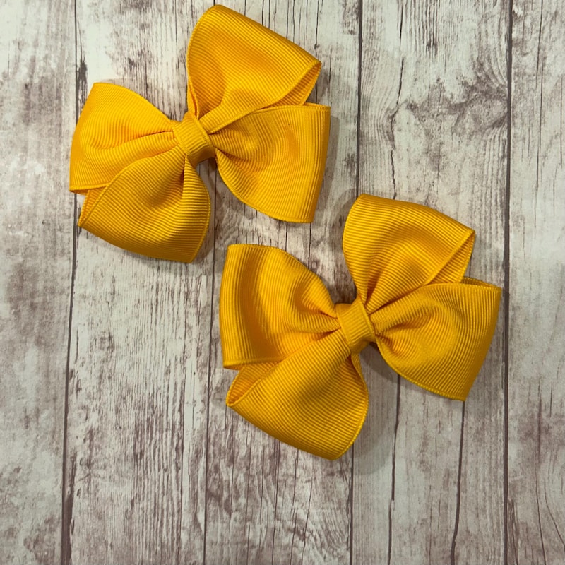 Yellow Card Small Yellow Pigtail Hairbows - Etsy