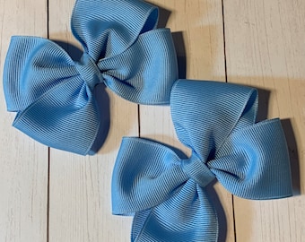 Blue Hair Bow, 3” Blue Pigtail Hairbows, Blue hair bow clips barrette Pony-O, Blue Bow, Blue Pigtail Hair Bow, Blue Hair bow, blue bow, blue