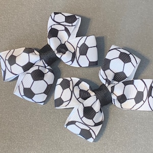Soccer ball Pigtail Hair Bow, 2” Soccer Ball Hairbow, So Cute On Can be made 2 Match Soccer Team colors, Soccer Ball Hair Bow M2M your team.