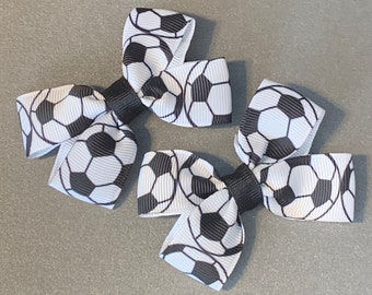 Soccer ball Pigtail Hair Bow, 2” Soccer Ball Hairbow, So Cute On Can be made 2 Match Soccer Team colors, Soccer Ball Hair Bow M2M your team.